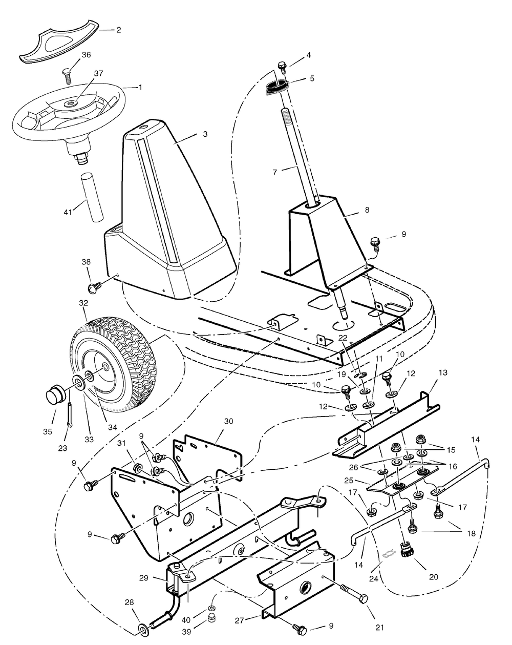 Steering Diagram and Parts List for 309001X08A 2009 Briggs and Stratton Lawn Tractor